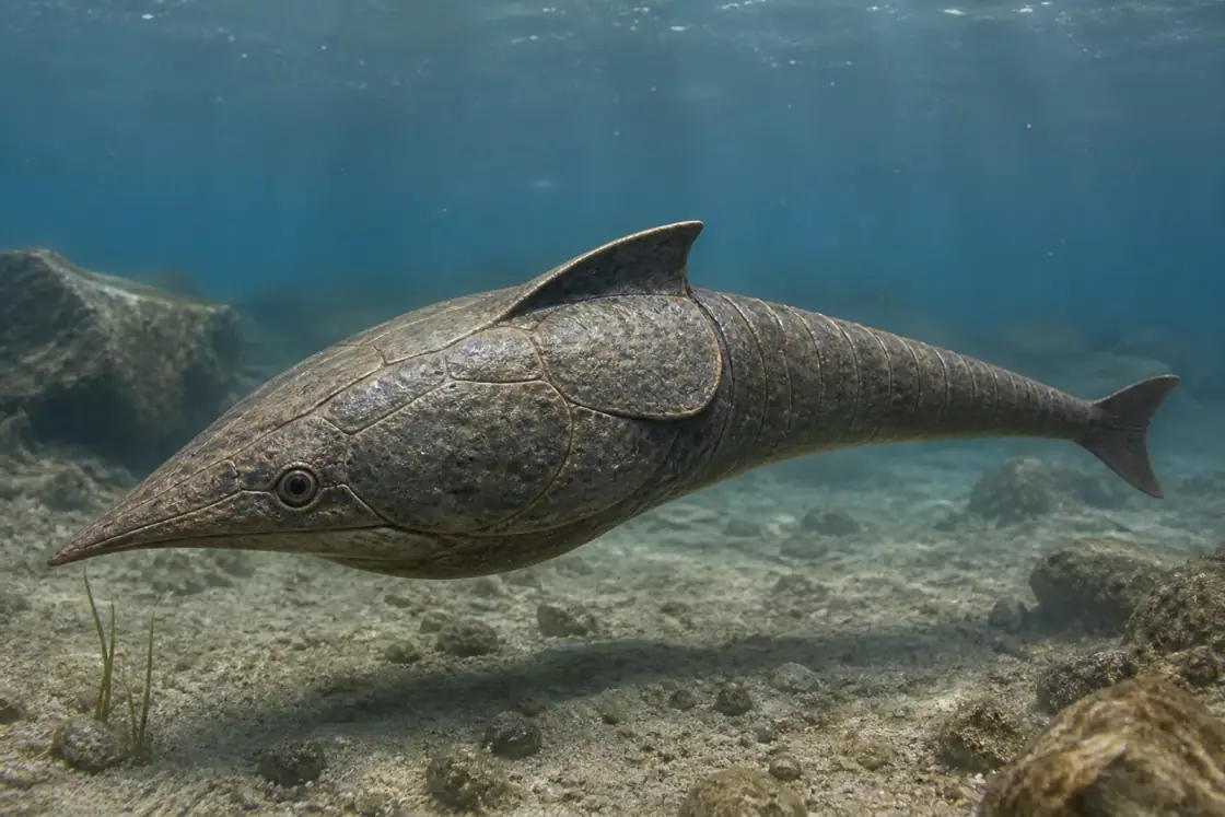 北方甲鱼 (Boreaspis ceratops) · 原创 AI 生成复原图