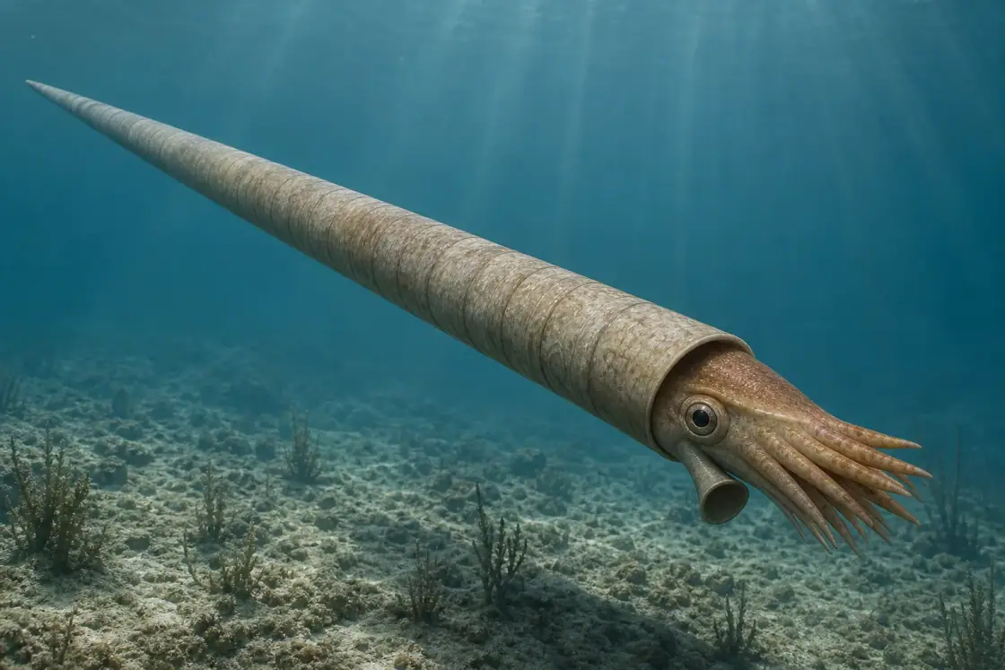Cameroceras (Cameroceras trentonense) · scientific reconstruction