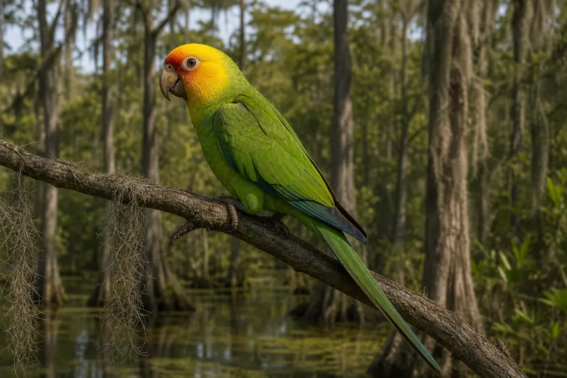 Carolina Parakeet (Conuropsis carolinensis) · scientific reconstruction