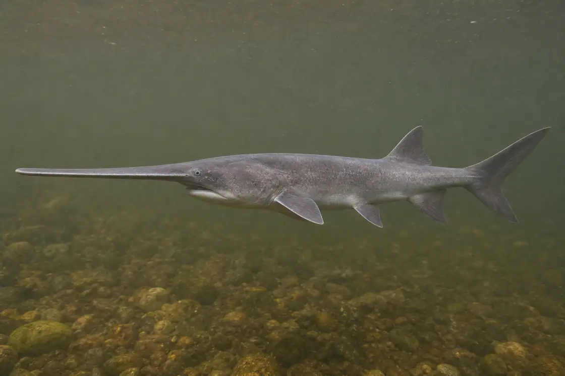Chinese Paddlefish (Psephurus gladius) · scientific reconstruction