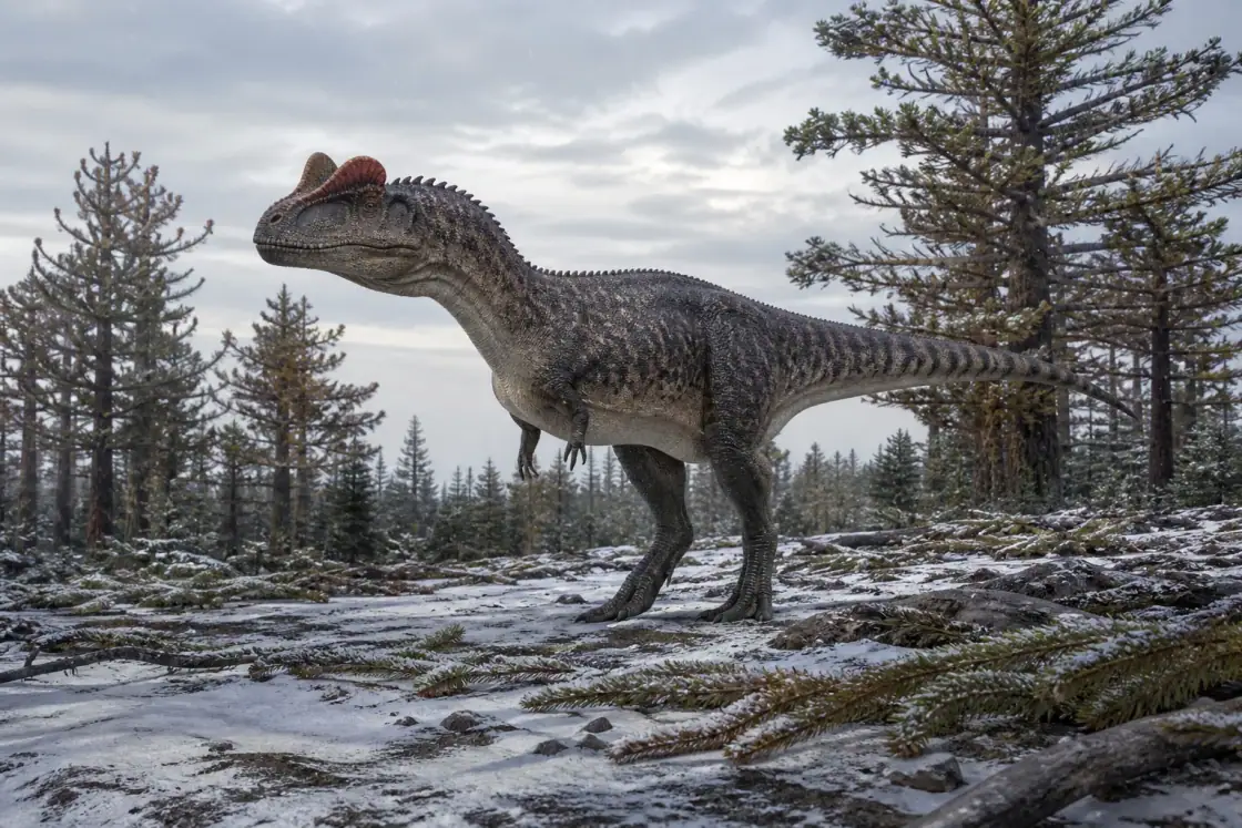 Cryolophosaurus (Cryolophosaurus ellioti) · scientific reconstruction