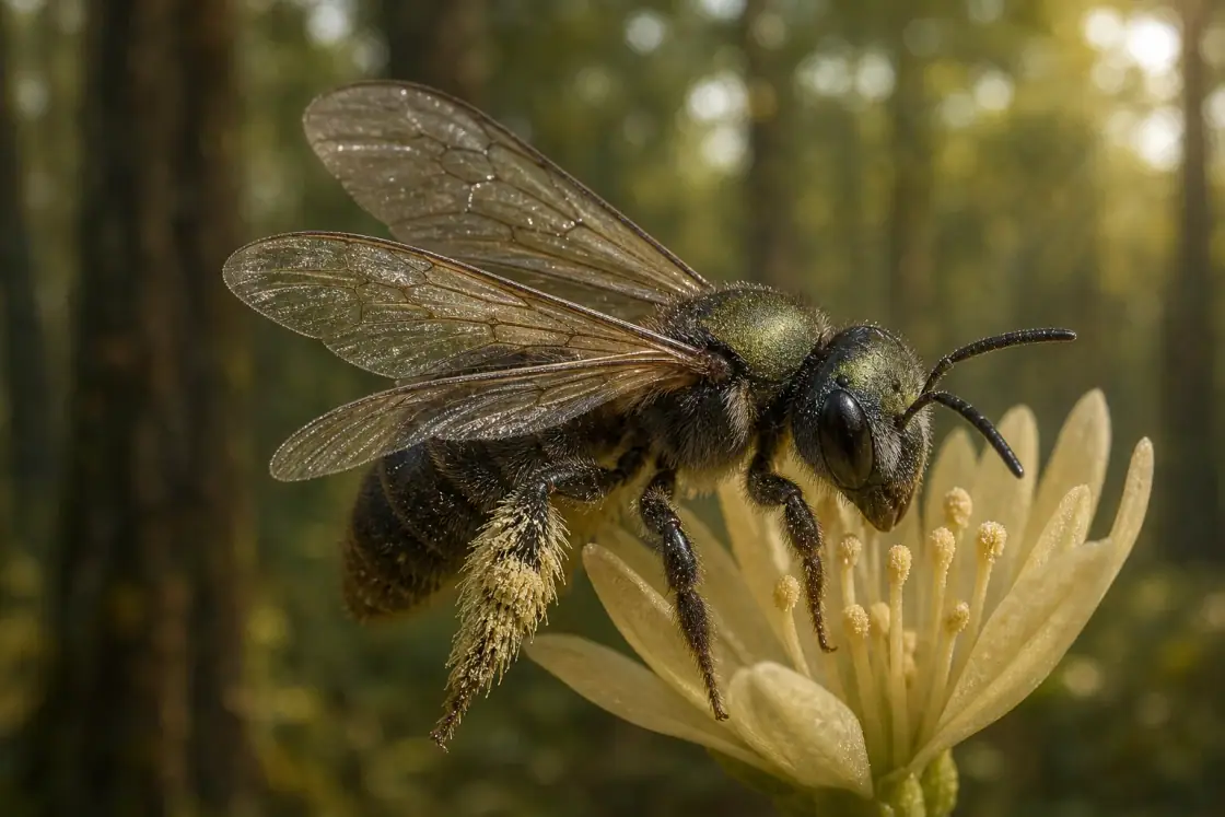 Green-headed Ctenoplectrelline Bee (Ctenoplectrella viridiceps) · scientific reconstruction