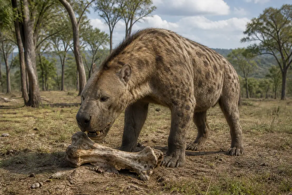 Dinocrocuta (Dinocrocuta gigantea) · Reconstrucción original generada por IA