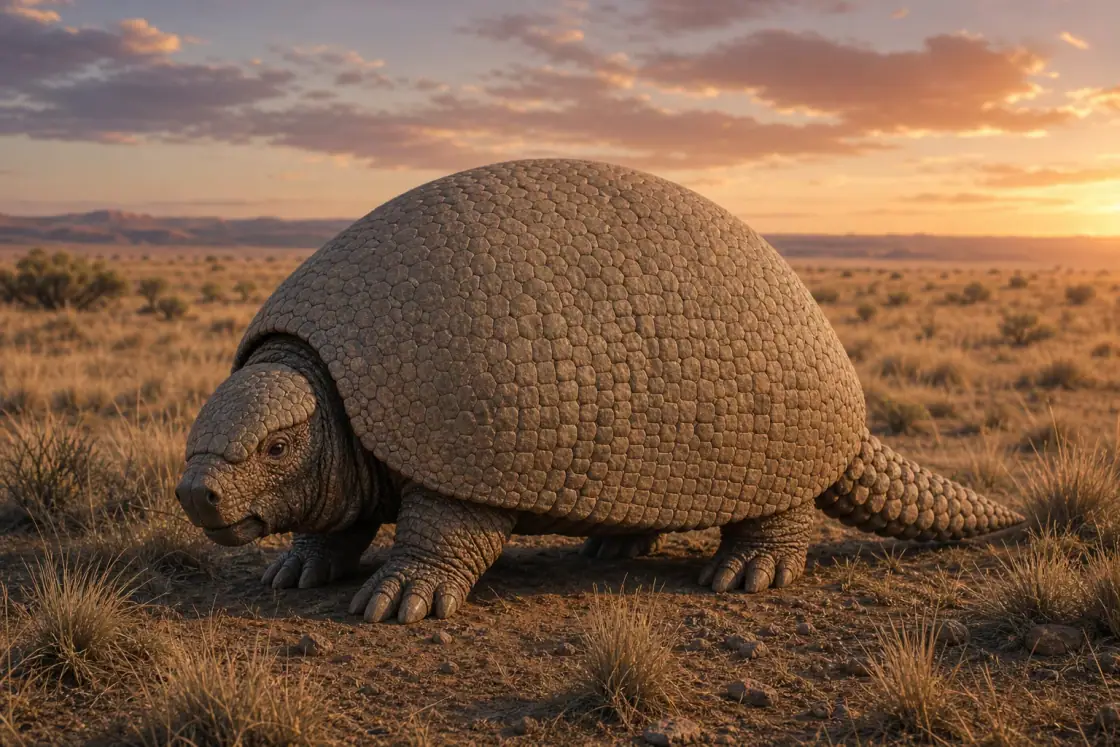 Glyptodon (Glyptodon clavipes) · scientific reconstruction