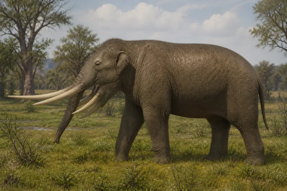 嵌齿象 (Gomphotherium angustidens) · 原创 AI 生成复原图
