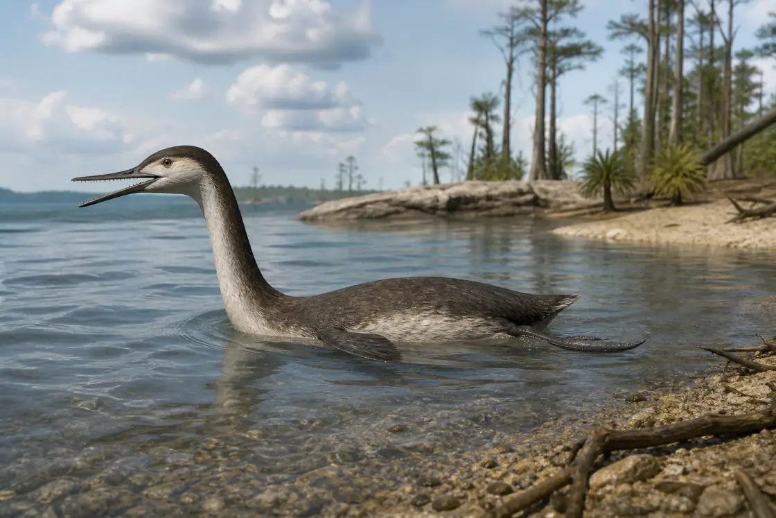 Hesperornis (Hesperornis regalis) · Reconstitution originale générée par IA