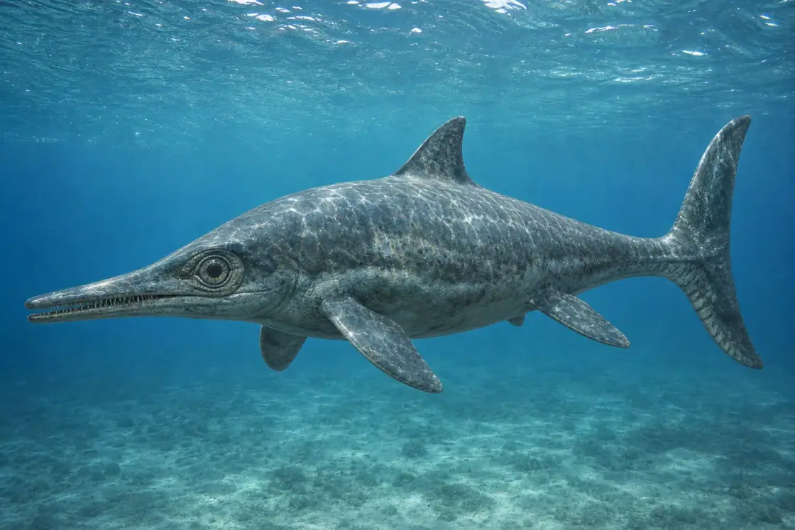 Ichthyosaurus (Ichthyosaurus communis) · scientific reconstruction