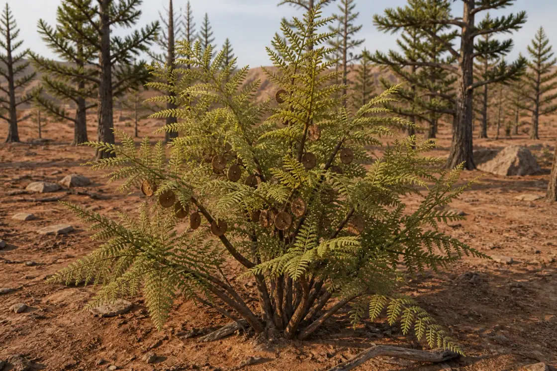 Peltaspermum (Peltaspermum martinsii) · scientific reconstruction
