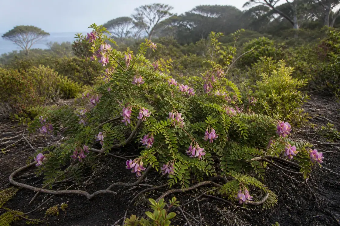 Phillip Island Glory Pea (Streblorrhiza speciosa) · scientific reconstruction