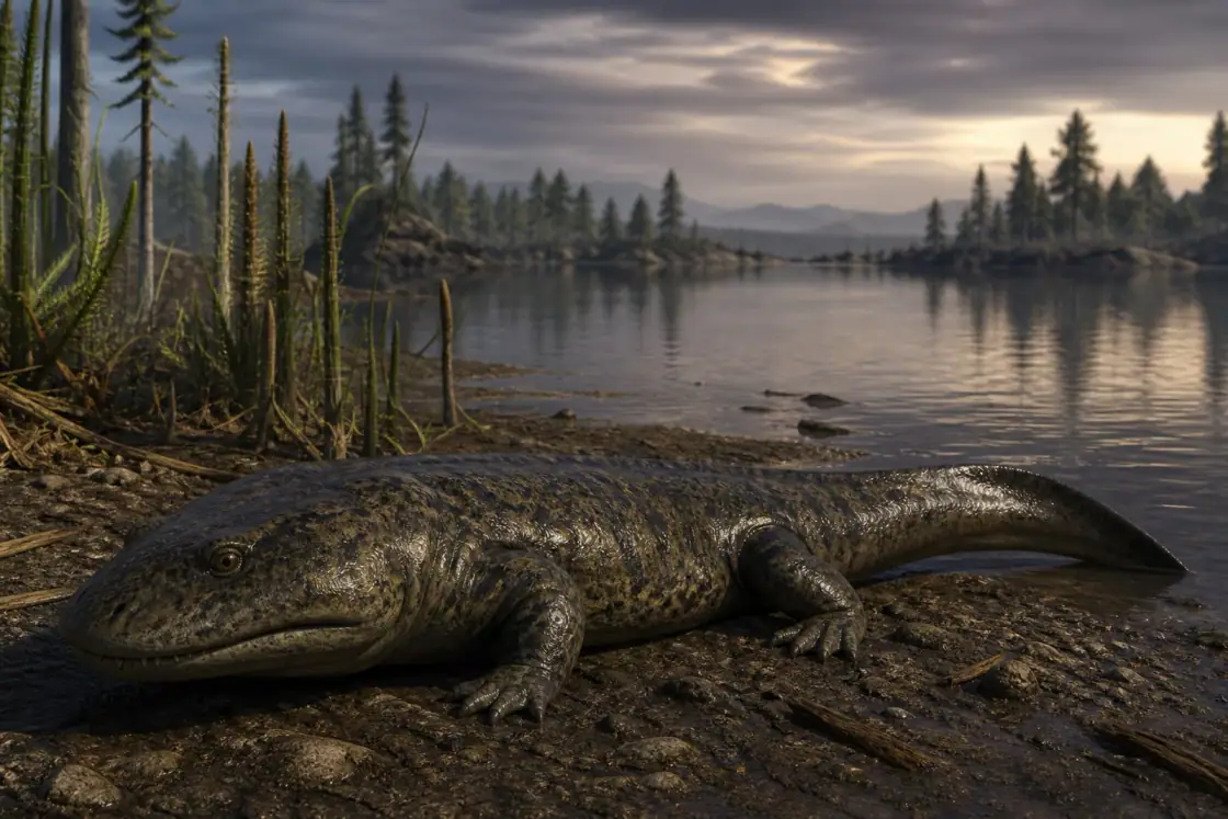 Sclerocephalus (Sclerocephalus haeuseri) · Reconstitution originale générée par IA