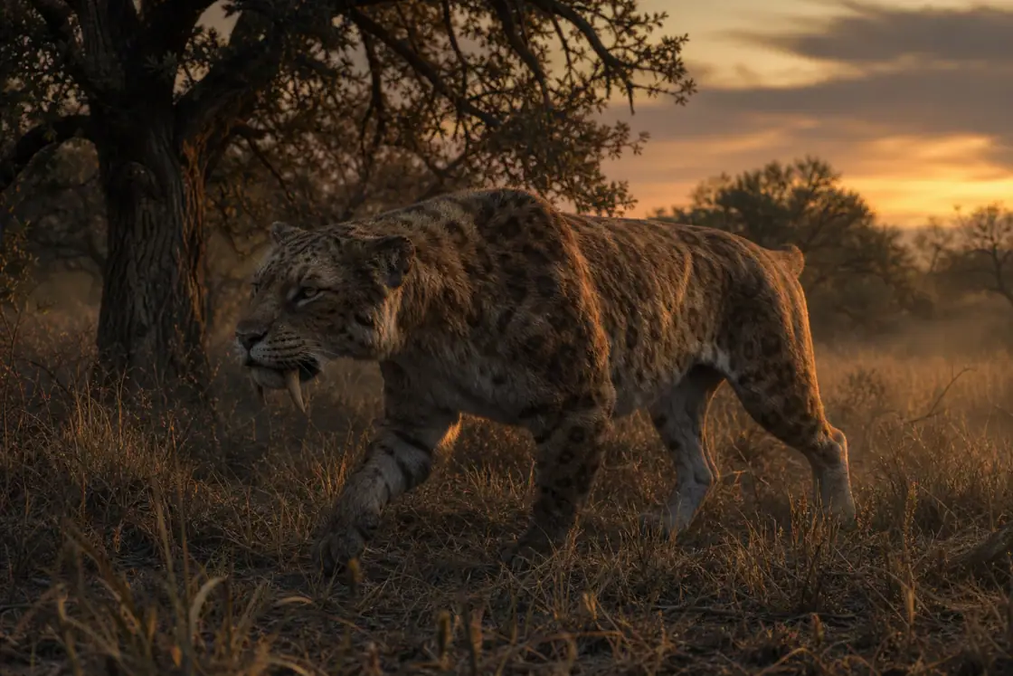 Saber-toothed Cat (Smilodon fatalis) · scientific reconstruction