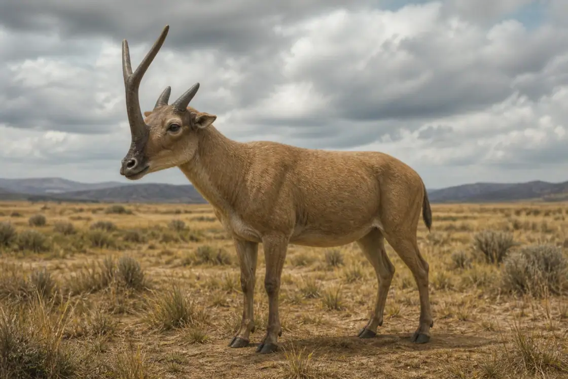 Synthetoceras (Synthetoceras tricornatus) · scientific reconstruction