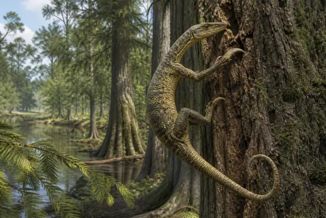 Drepanosaurus (Drepanosaurus unguicaudatus) · scientific reconstruction