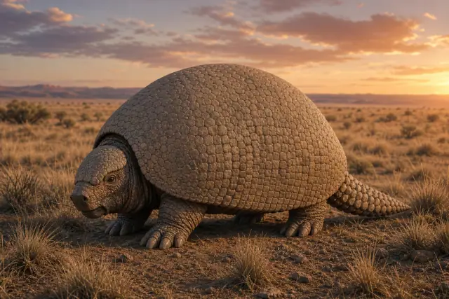 Glyptodon (Glyptodon clavipes) · scientific reconstruction