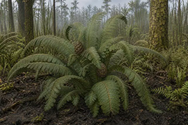 Neuroptères (Neuropteris ovata) · reconstitution scientifique